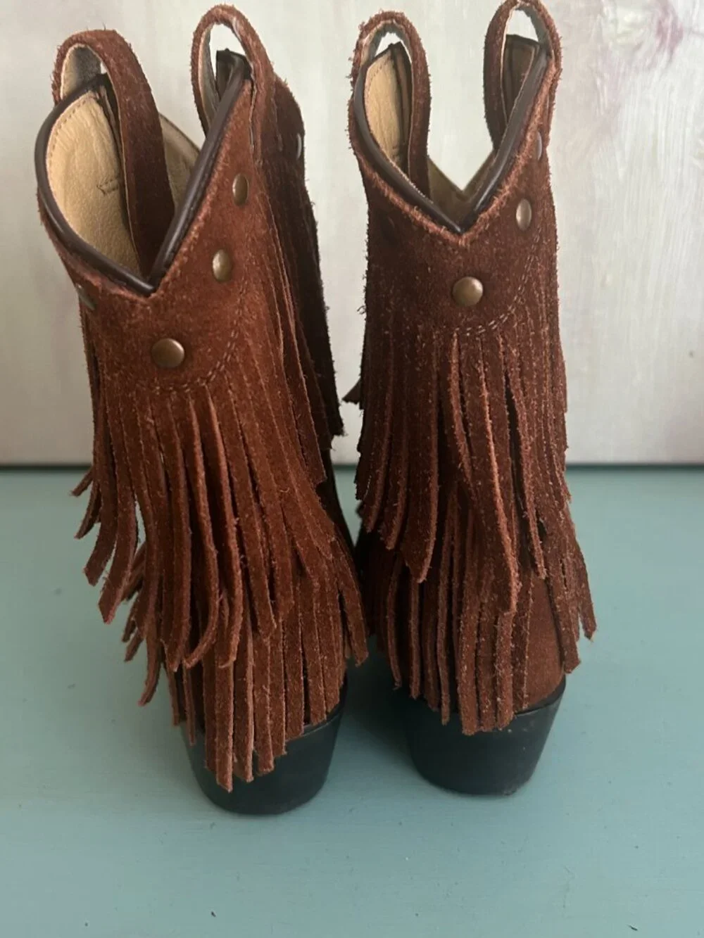 Smoky Mountain Girls Wisteria Double Fringe Tan Western Boot Size 9 Cowgirl Boot